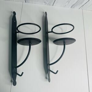 Country Curtains Wrought Iron Wall Sconce w/hook Candle Jar Holder Set of 2